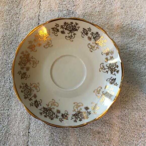Vintage Gold & White Teacup & Saucer Set - Picture 2 of 10